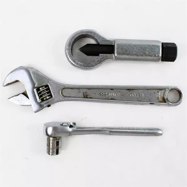 Lot of 3 Tools Nut Splitter Socket Wrench & Adjustable Wrench Set