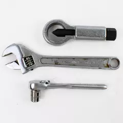 Lot of 3 Tools Nut Splitter Socket Wrench & Adjustable Wrench Set