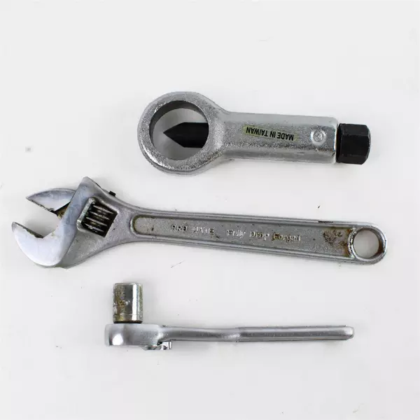 Lot of 3 Tools Nut Splitter Socket Wrench & Adjustable Wrench Set