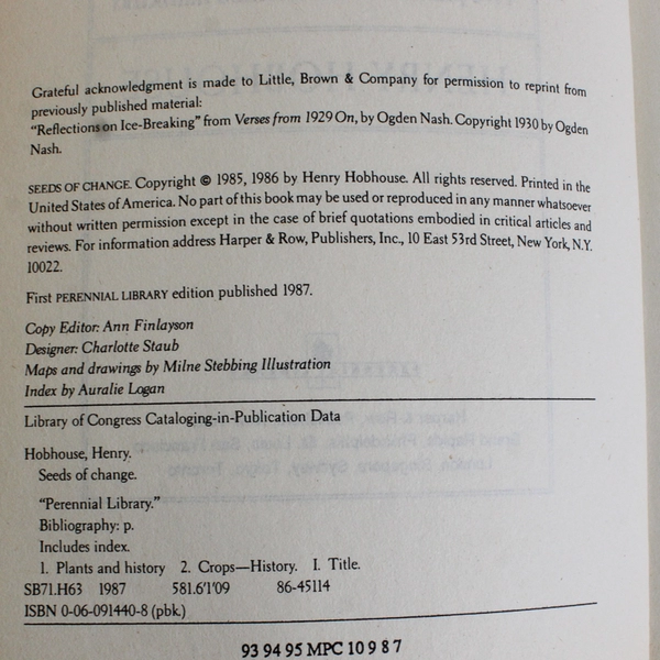 Seeds of Change Five Plants That Transformed Mankind by Henry Hobhouse 1987 PB