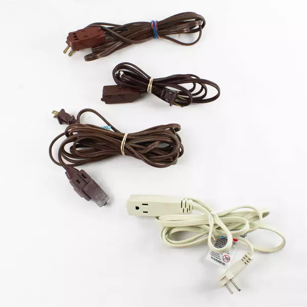 Lot of 4 Brown & White Extension Cords Untested