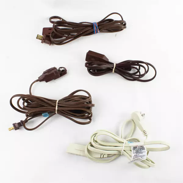 Lot of 4 Brown & White Extension Cords Untested