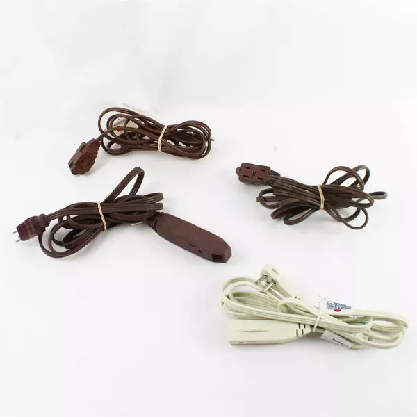 Lot of 4 Extension Cords Brown & White Untested