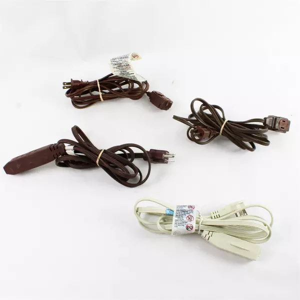Lot of 4 Extension Cords Brown & White Untested
