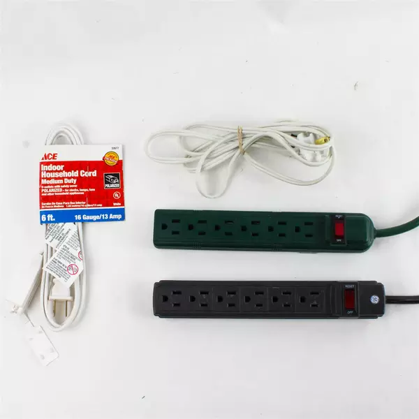 Lot of 4 Extension Cords 2 White 1 Black 1 Green Used Untested