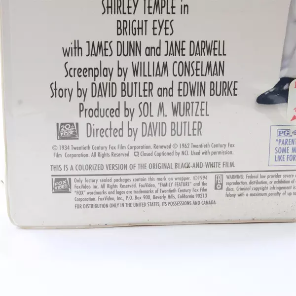 Bright Eyes (1994) Colorized VHS Shirley Temple Clamshell Case Untested