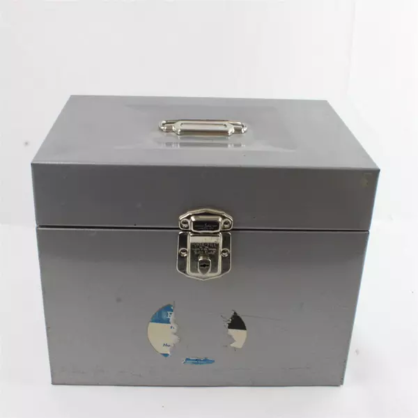 Vintage Hamilton Porta-File Locking Metal File Box Gray with Key