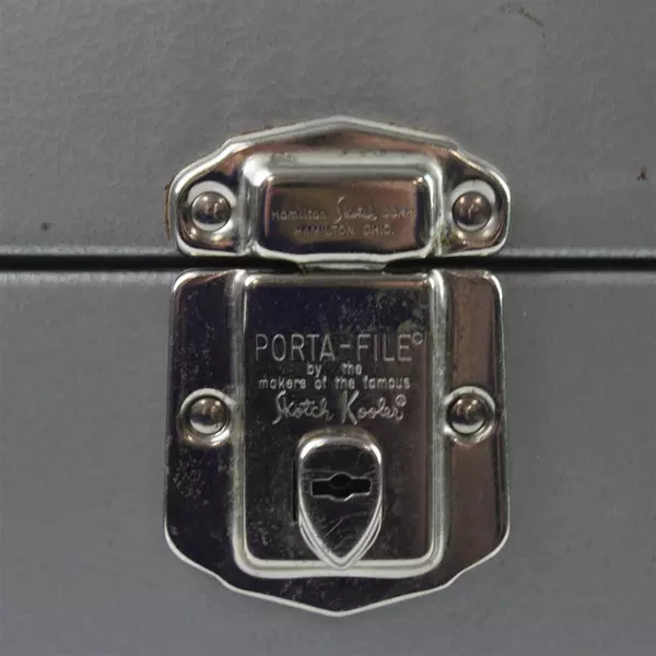 Vintage Hamilton Porta-File Locking Metal File Box Gray with Key