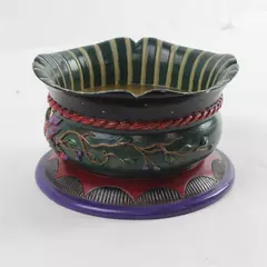 Hand Painted Ceramic Bowl Planter Floral Bird Motif 4.75" x 2.75" Vintage