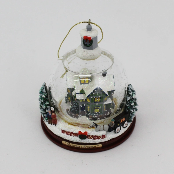 2002 Thomas Kinkade Winter Places Snow Globe Ornament Set 2 Victorian Christmas 