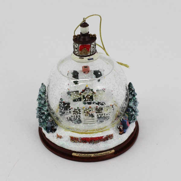 2002 Thomas Kinkade Winter Places Snow Globe Ornament Set 2 Victorian Christmas 