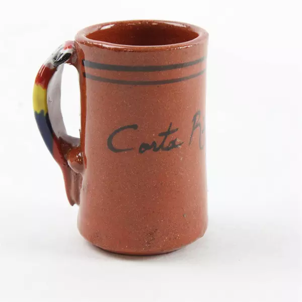 Handmade Costa Rica Mini Mug Brown Parrot Souvenir Collectible 2.75" 