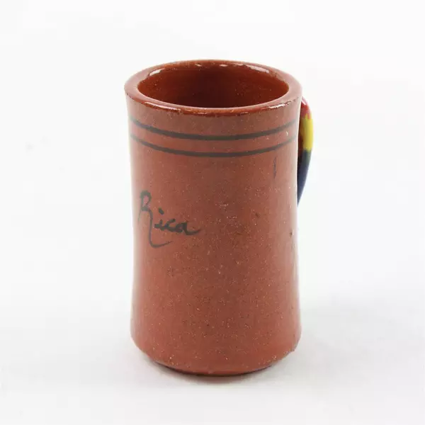 Handmade Costa Rica Mini Mug Brown Parrot Souvenir Collectible 2.75" 