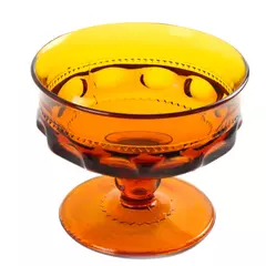 Vintage Indiana Glass Amber Thumbprint 4" Footed Sherbet Dish