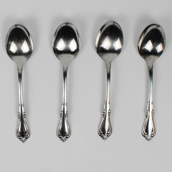 Lot Of 4 Oneida Silver Sutton Place Stainless Soup Spoons (Tablespoons) 7" Long