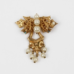 Vintage Gold Toned Faux Pearl Cluster Brooch