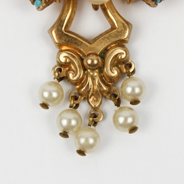 Vintage Gold Toned Faux Pearl Cluster Brooch