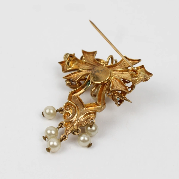 Vintage Gold Toned Faux Pearl Cluster Brooch