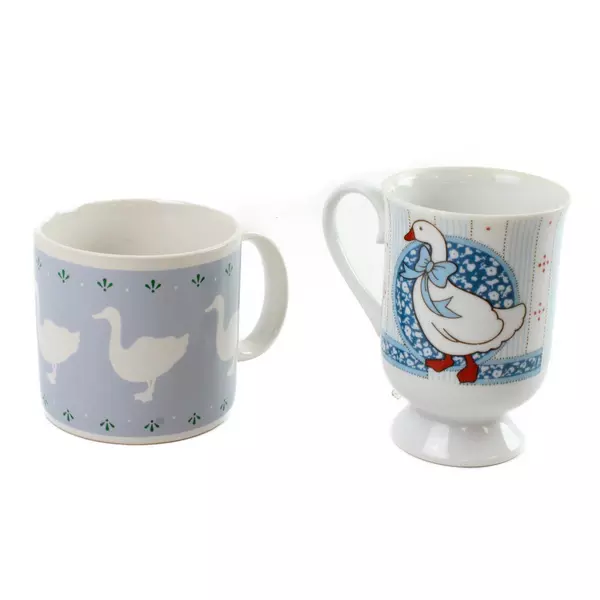 Lot of 2 Goose Coffee Mugs B&D Ribbon Geese Irish & Inarco Vintage 4.5"