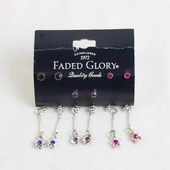 Set of 6 Faded Glory Girls Jewelry Pierced Earrings Metal Hypo Allergenic