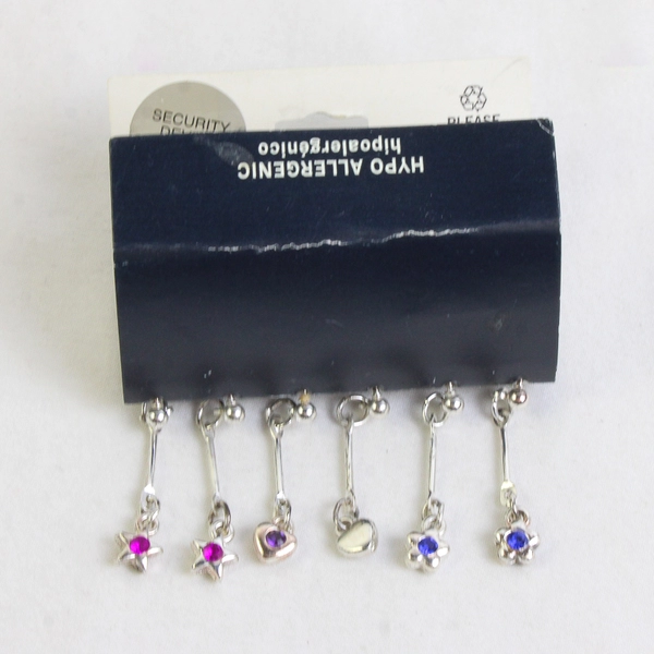 Set of 6 Faded Glory Girls Jewelry Pierced Earrings Metal Hypo Allergenic