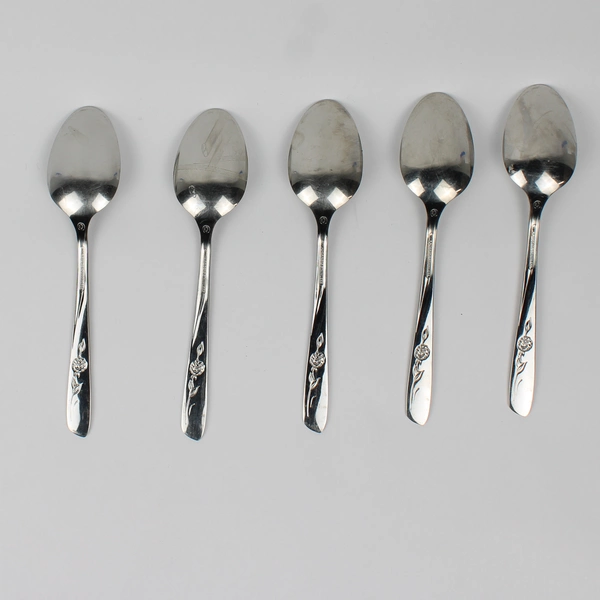 Lot Of 5 William Rogers Spring Flower (Stainless) Soup Spoons (Tablespoons)