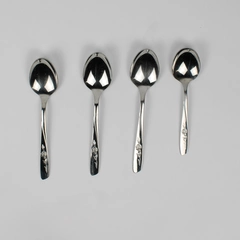 Lot Of 4 Roger Williams Spring Flower Stainless Flatware 3 Soup Spoons & 1 Sugar