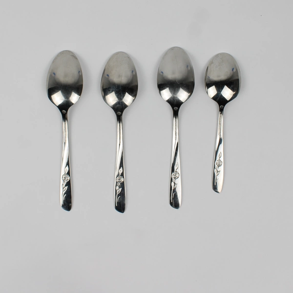 Lot Of 4 Roger Williams Spring Flower Stainless Flatware 3 Soup Spoons & 1 Sugar