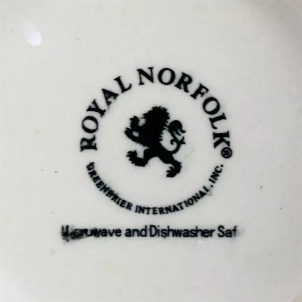 Lot of 2 Royal Norfolk Coffee Mugs Red-Orange Green Stripe & Dog Theme