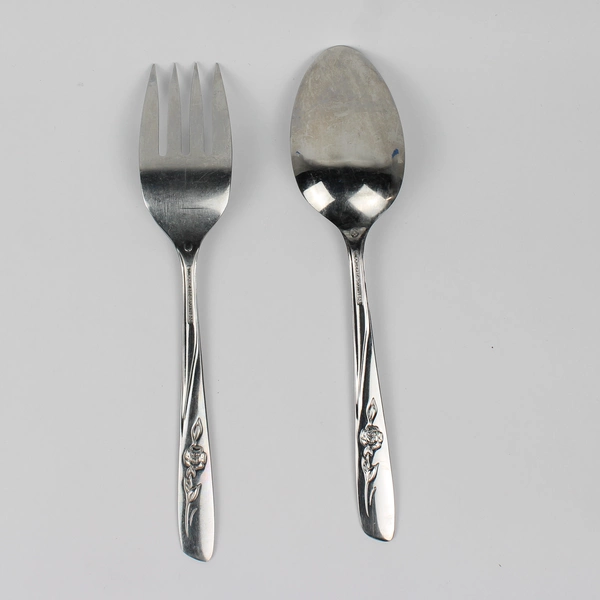 Lot Of 2 William Rogers Spring Flour Stainless Flatware Serving Set 8" Long