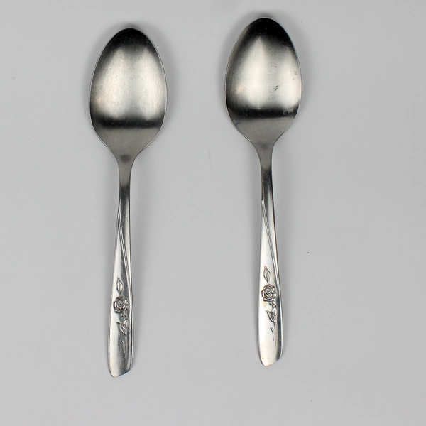 Lot Of 2 William Rogers Spring Flower (Stainless) Flatware Serving Spoons 8"