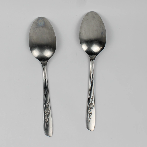 Lot Of 2 William Rogers Spring Flower (Stainless) Flatware Serving Spoons 8"