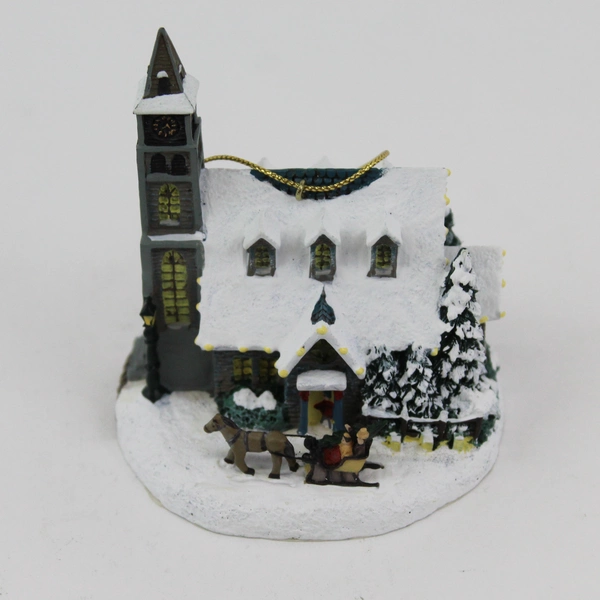 2000 Thomas Kinkade Winter Memories Cottage Ornament Moonlit Village Church