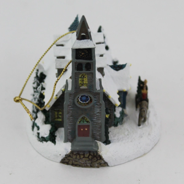 2000 Thomas Kinkade Winter Memories Cottage Ornament Moonlit Village Church