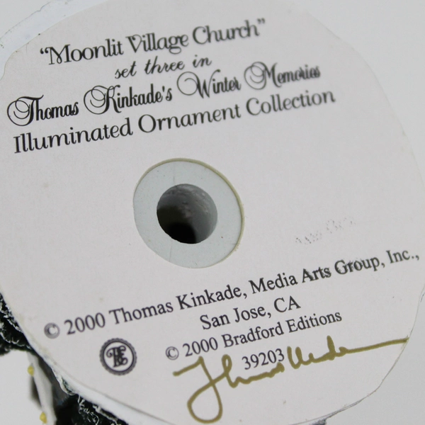 2000 Thomas Kinkade Winter Memories Cottage Ornament Moonlit Village Church