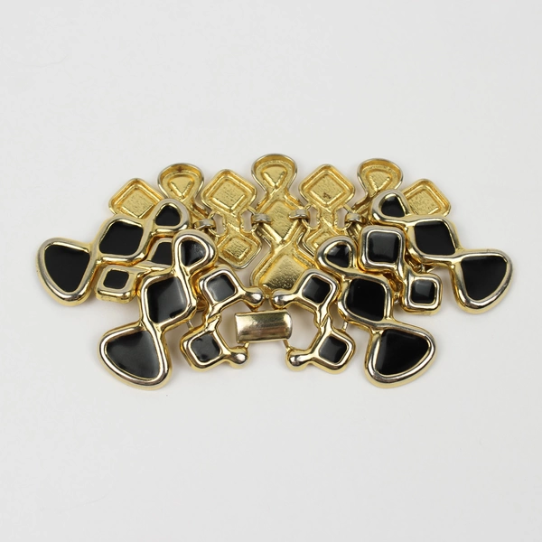 Vintage Black Enamel Bracelet Gold-Toned
