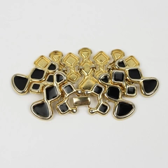 Vintage Black Enamel Bracelet Gold-Toned