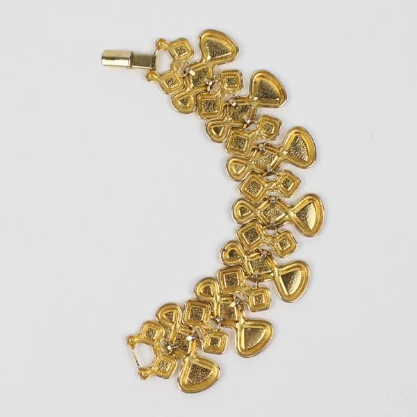 Vintage Black Enamel Bracelet Gold-Toned