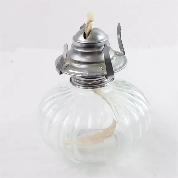 Lamplight Farms Vintage Clear Glass Oil Kerosene Lamp Base 6.5" 