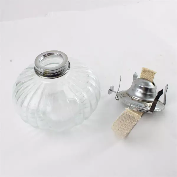 Lamplight Farms Vintage Clear Glass Oil Kerosene Lamp Base 6.5" 