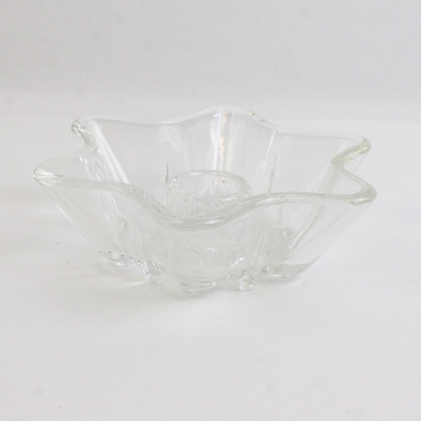 Vintage Anchor Hocking Clear Glass Star Taper Candle Holder