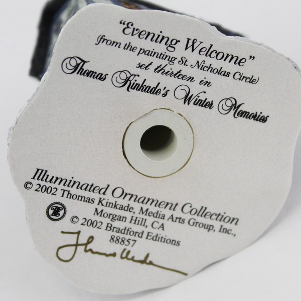 2002 Thomas Kinkade Winter Memories Cottage Ornament Evening Welcome