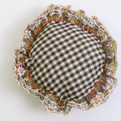 Vintage Handmade Gingham and Plaid Pincushion 4"