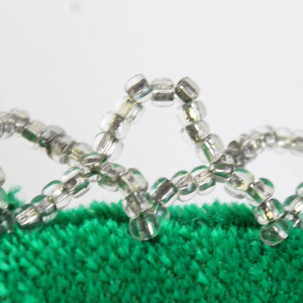 Vintage Handmade Beaded Clover Green Velvet Pincushion 3.5"