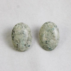 Oval Blue Speckled Stone Post Earrings
