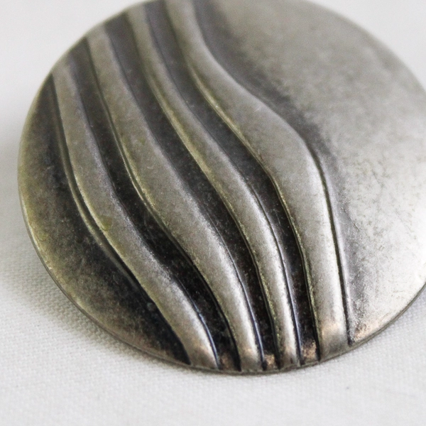 Vintage Silver Tone Round Earrings Abstract Wave Design