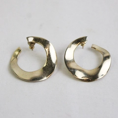 Gold Tone Wavy Hoop Earrings Modern Open Hoops