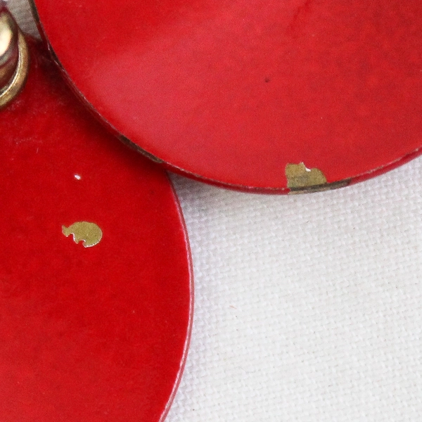 Vintage Red Wavy Crescent Shaped Acrylic Pierced Earrings