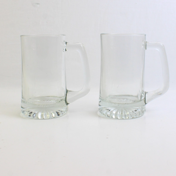 Set of 2 Clear Glass Beer Mugs Barware Drinkware