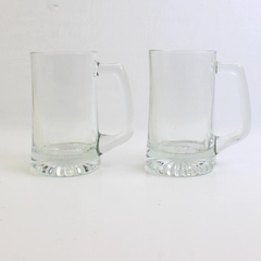 Set of 2 Clear Glass Beer Mugs Barware Drinkware